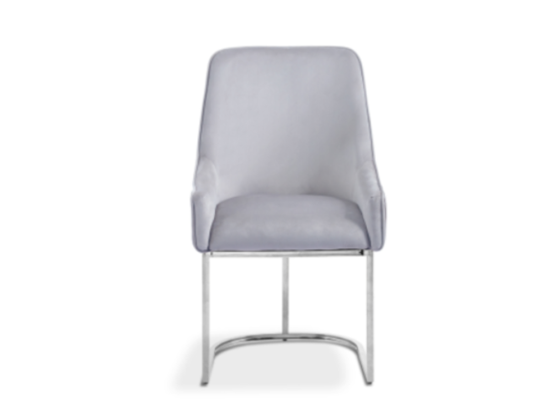 Eli Grey Velvet Dining Chair with Chrome Legs