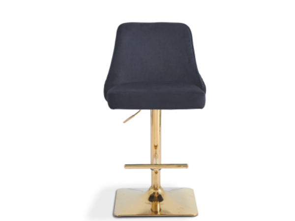 Eli Black Velvet Bar Stool with Gold Legs