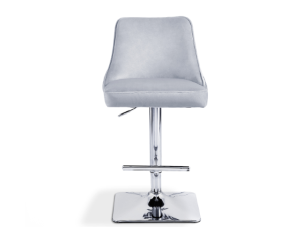 Eli Grey Velvet Bar Stool with Chrome Legs