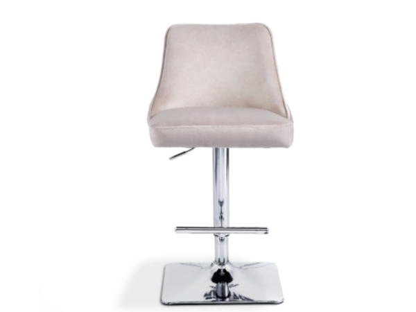 Eli Taupe Velvet Bar Stool with Chrome Legs