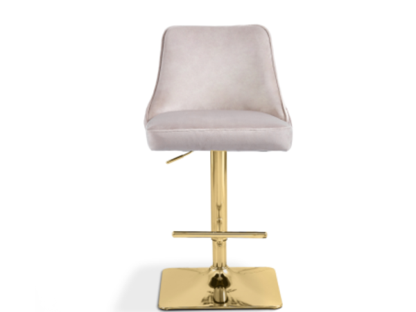 Eli Taupe Velvet Bar Stool with Gold Legs