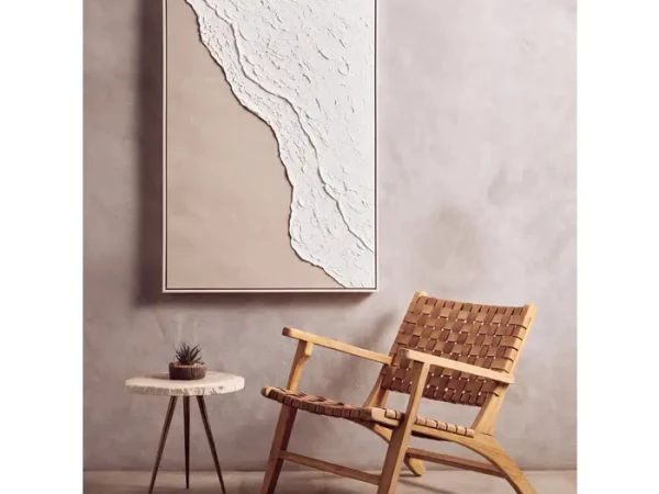 Astra Canvas Natural And White Textured Plaster Wall Art