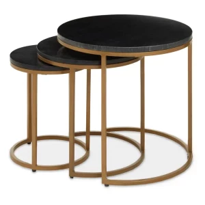Violet Nest Of Three Black Marble Top Tables