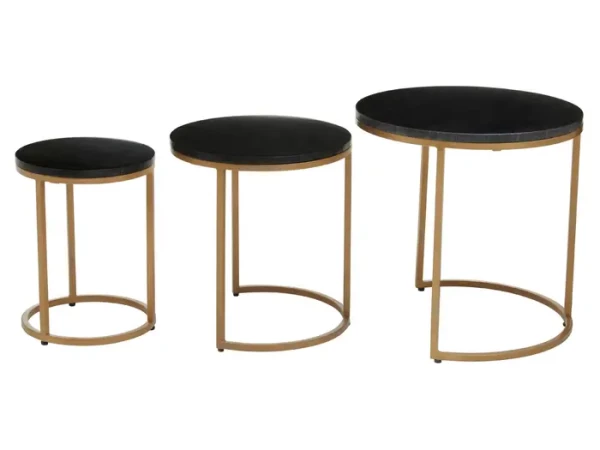 Violet Nest Of Three Black Marble Top Tables