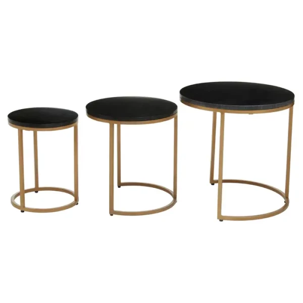 Violet Nest Of Three Black Marble Top Tables