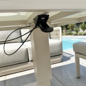 Chimes-Portofino Aluminium & Rope Casual Corner Corner Dining Set With Rising Table - Cream