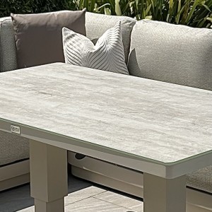 Chimes-Portofino Aluminium & Rope Casual Corner Corner Dining Set With Rising Table - Cream
