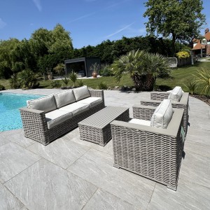 Chimes - Monaco Aluminium & Rope 3 Seat Sofa Set with Coffee Table - Cream