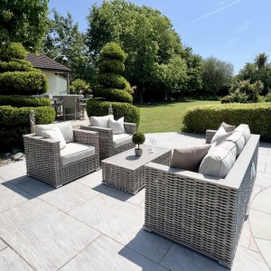 Chimes - Monaco Aluminium & Rope 3 Seat Sofa Set with Coffee Table - Cream