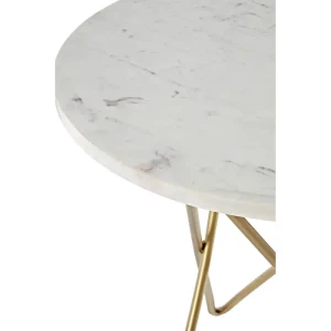 Suri White Marble With Gold Geometric Legs Side Table