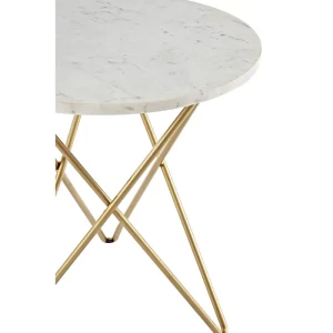 Suri White Marble With Gold Geometric Legs Side Table