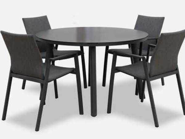 Nova - Phoenix 4 Seat 1.2m Round Dining Set - Grey