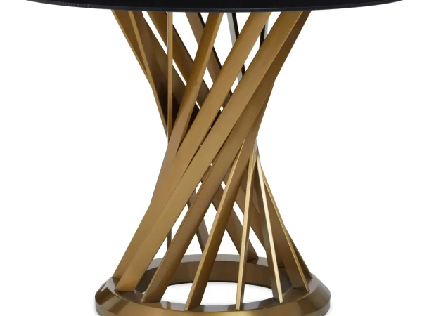 Allure Black Glass And Gold Hourglass Base Dining Table