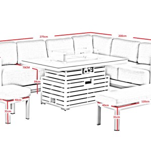 Chimes - Portofino Casual Aluminium & Rope Corner Dining Set With Rising FirePit Table