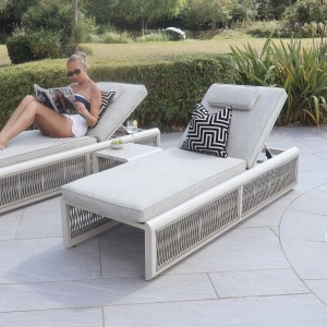 Chimes - Portofino Sun Lounger Set With Coffee Table - Cream