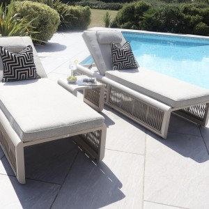 Chimes - Portofino Sun Lounger Set With Coffee Table - Cream