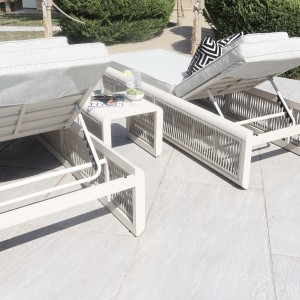 Chimes - Portofino Sun Lounger Set With Coffee Table - Cream