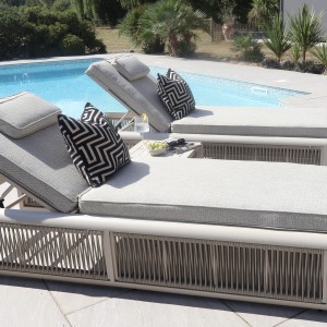 Chimes - Portofino Sun Lounger Set With Coffee Table - Cream