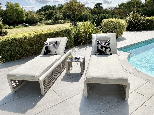 Chimes - Portofino Sun Lounger Set With Coffee Table - Cream