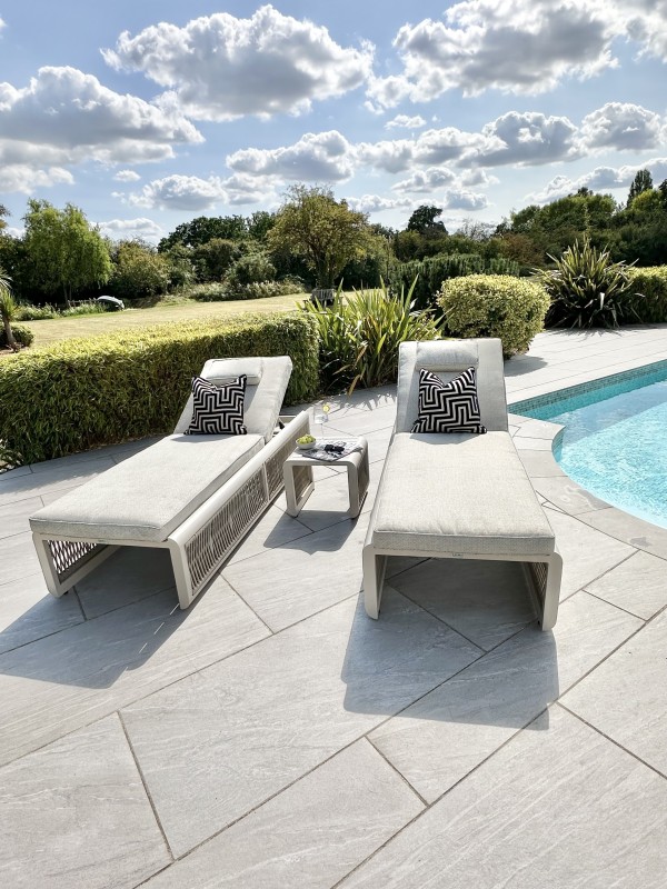 Chimes - Portofino Sun Lounger Set With Coffee Table - Cream