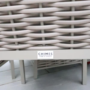 Chimes - Monaco Aluminium 8 Seat Round Dining Set - 1.8 Meter Round Table With Firepit - Rope Weave - Cream
