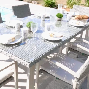 Nova - Griffin 6 Seat Rectangular Dining Set - Light Grey