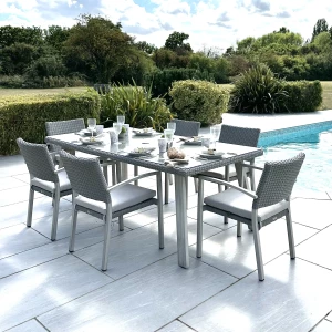 Nova - Griffin 6 Seat Rectangular Dining Set - Light Grey