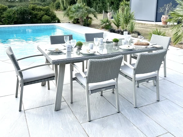 Nova - Griffin 6 Seat Rectangular Dining Set - Light Grey