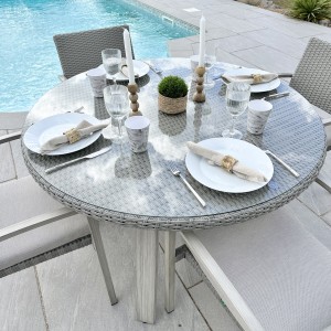 Nova - Griffin 4 Seat Round Dining Set - Light Grey