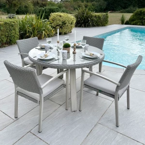 Nova - Griffin 4 Seat Round Dining Set - Light Grey