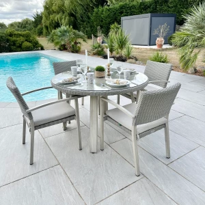 Nova - Griffin 4 Seat Round Dining Set - Light Grey