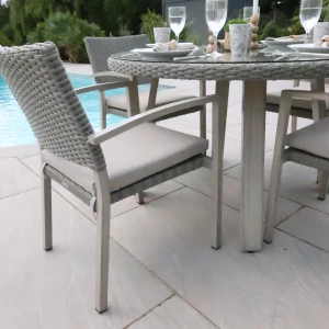 Nova - Griffin 4 Seat Round Dining Set - Light Grey