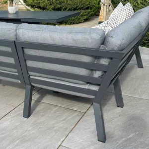 Nova - Phoenix Corner Sofa Set with Rectangular Extending Rising Table, Armchair & Bench - Grey