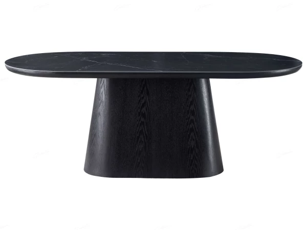 Mava Mango Wood Oval Dining Table in Black Finish