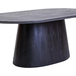 Mava Mango Wood Oval Dining Table in Black Finish