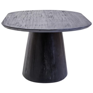 Mava Mango Wood Oval Dining Table in Black Finish