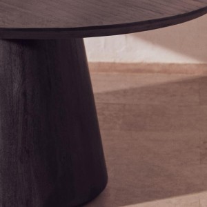 Mava Mango Wood Oval Dining Table in Black Finish