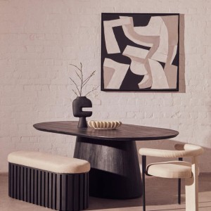 Mava Mango Wood Oval Dining Table in Black Finish
