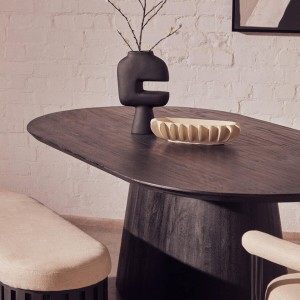 Mava Mango Wood Oval Dining Table in Black Finish