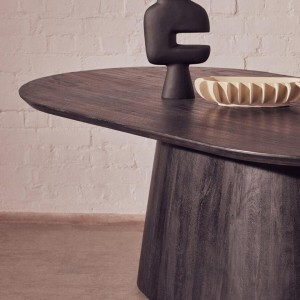 Mava Mango Wood Oval Dining Table in Black Finish