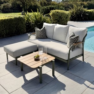 Nova - Ashley Chaise Sofa Lounging Set with Square Coffee Table - Green