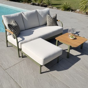 Nova - Ashley Chaise Sofa Lounging Set with Square Coffee Table - Green