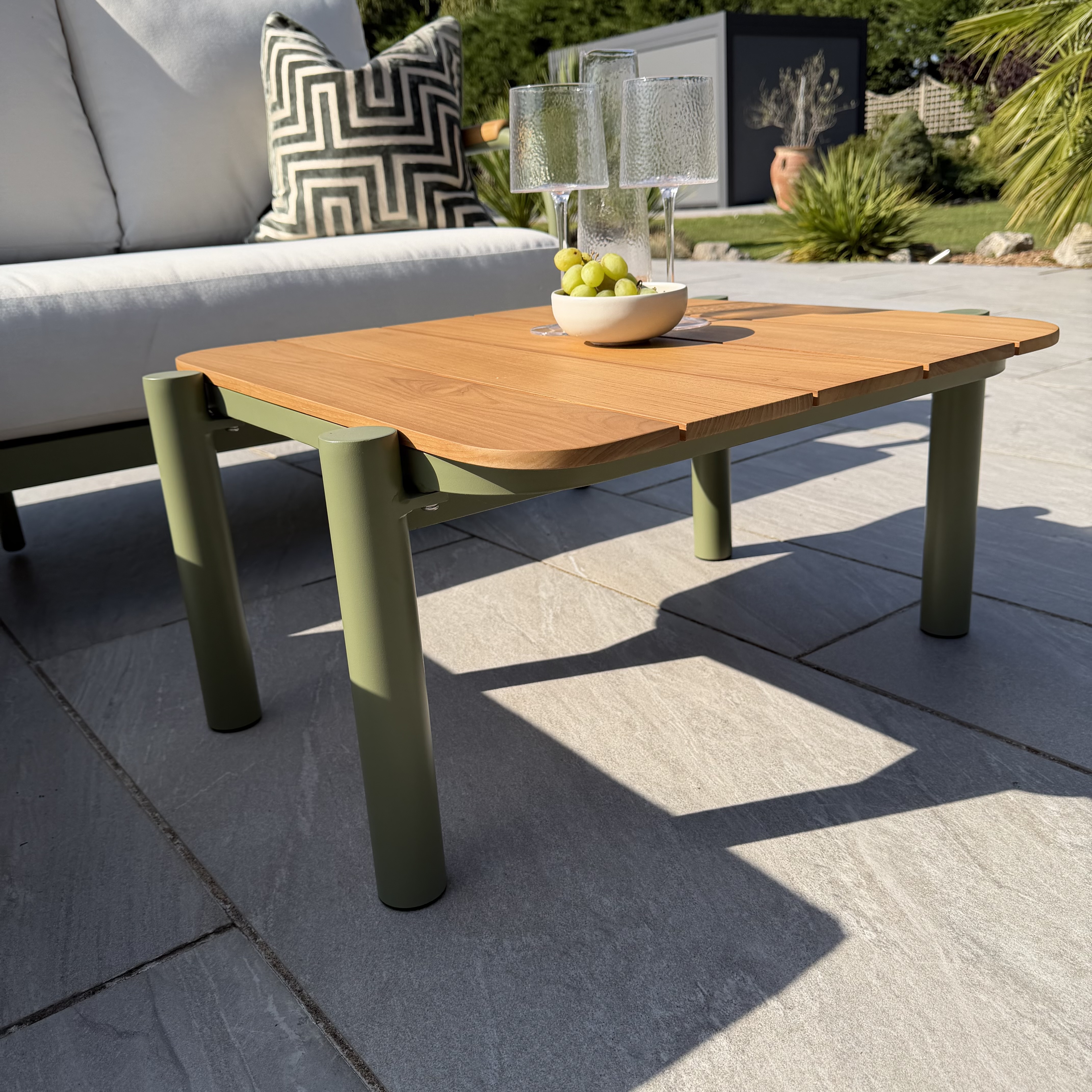 Nova - Ashley Chaise Sofa Lounging Set with Square Coffee Table - Green