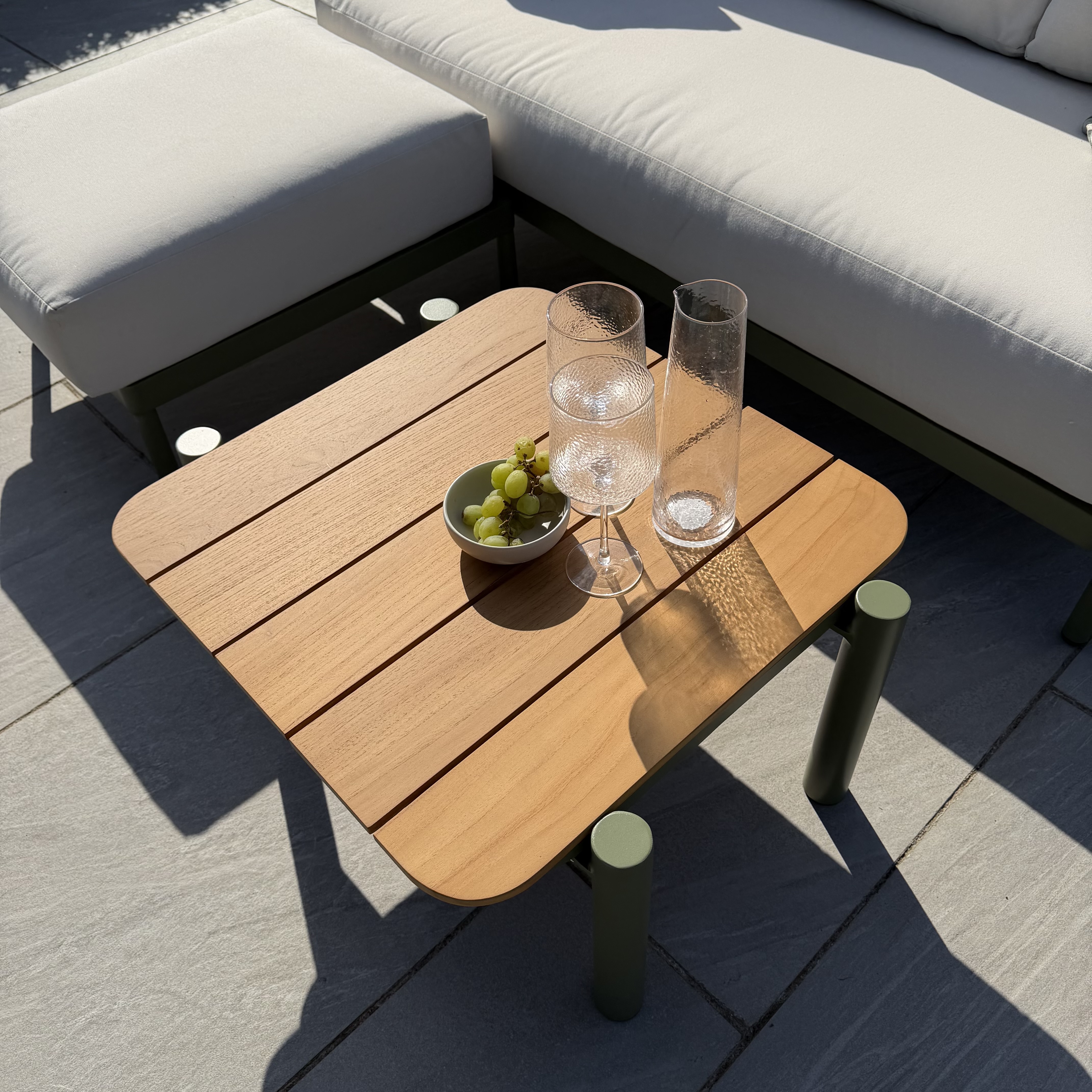 Nova - Ashley Chaise Sofa Lounging Set with Square Coffee Table - Green