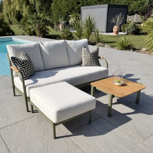 Nova - Ashley Chaise Sofa Lounging Set with Square Coffee Table - Green