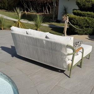 Nova - Ashley Chaise Sofa Lounging Set with Square Coffee Table - Green