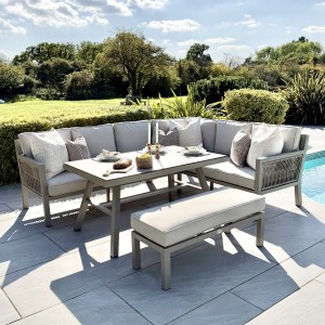Chimes - Seville Aluminium Casual Corner Dining Set - Right Hand - Champagne