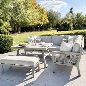 Chimes - Seville Aluminium Casual Corner Dining Set - Right Hand - Champagne