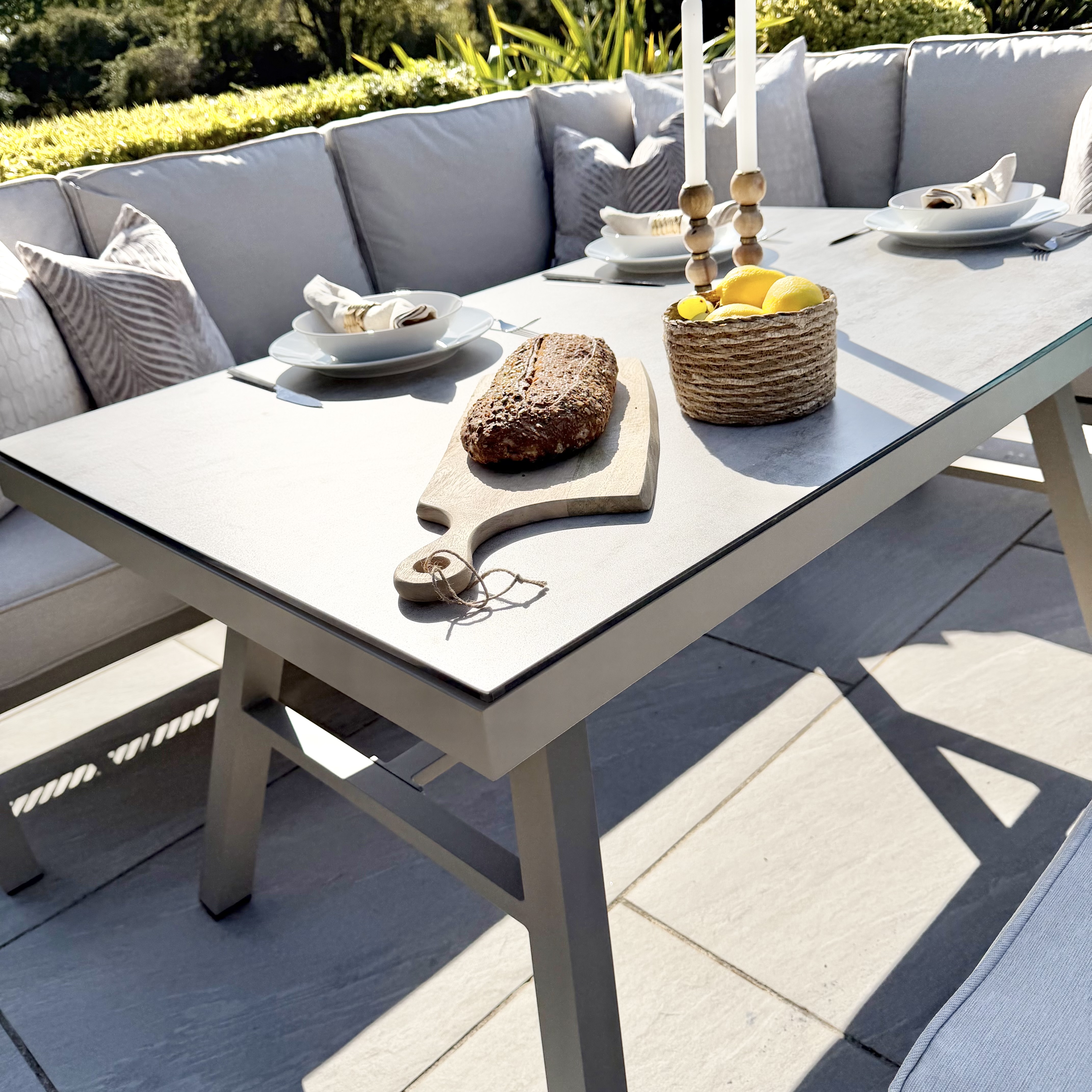 Chimes - Seville Aluminium Casual Corner Dining Set - Right Hand - Champagne