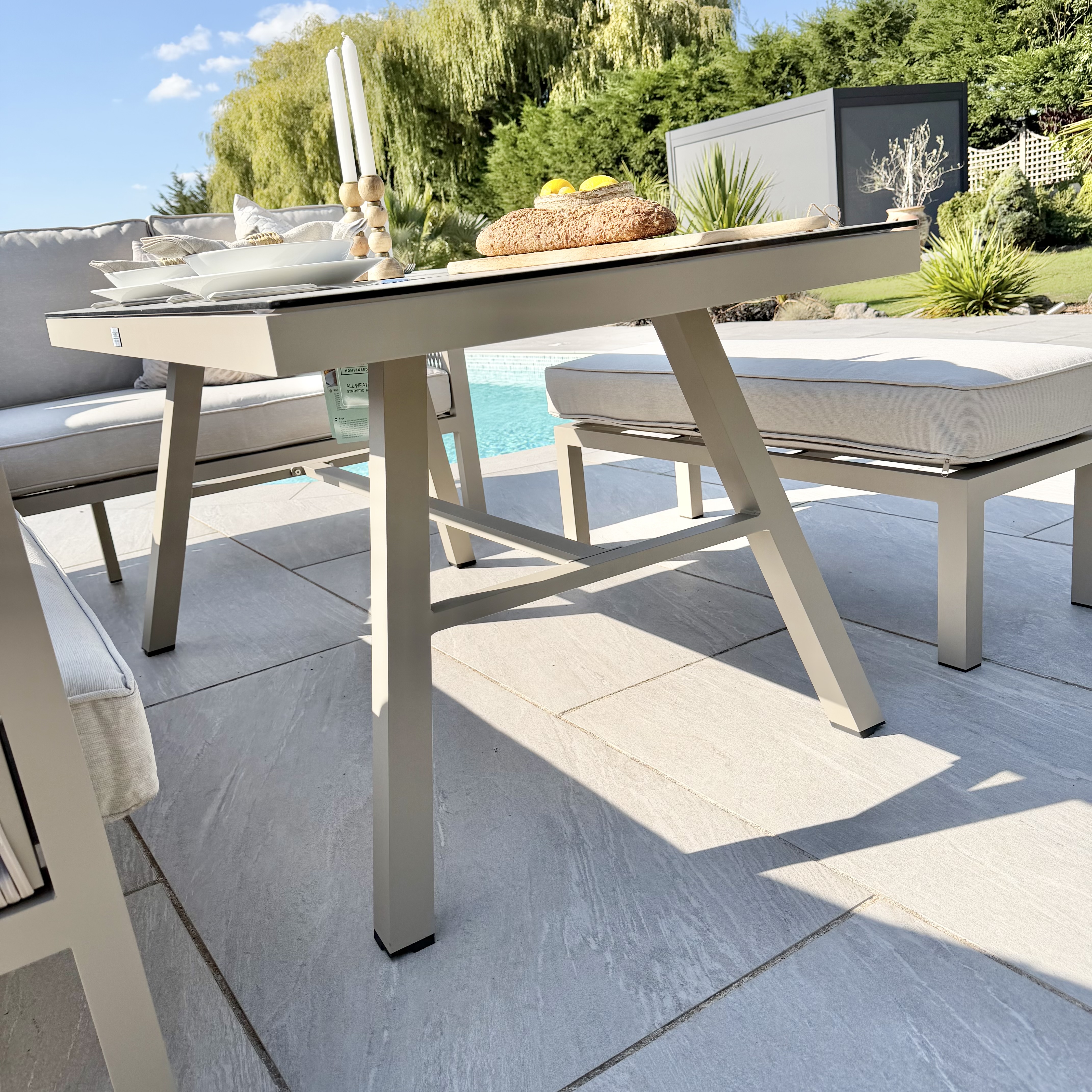 Chimes - Seville Aluminium Casual Corner Dining Set - Right Hand - Champagne